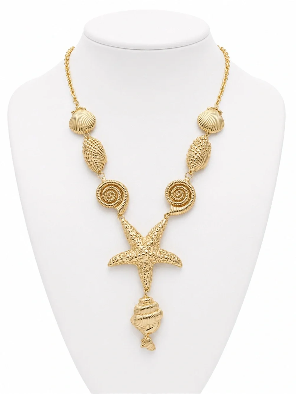 Gold Sea Life Statement Necklace - Unbranded
